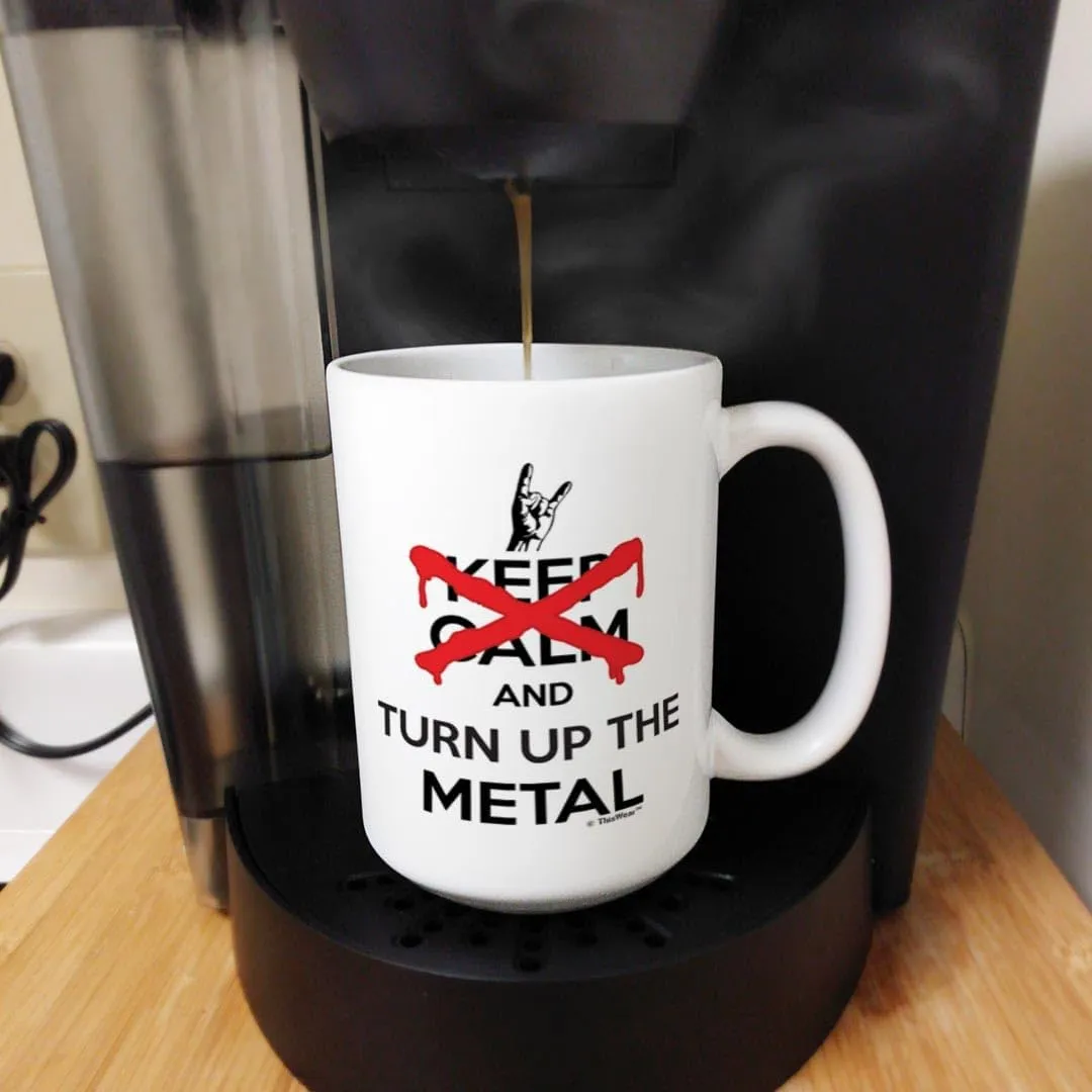 Heavy Metal Music Don't Keep Calm and Turn Up The Metal 2 Pack 15oz Ceramic Coffee Mug Set