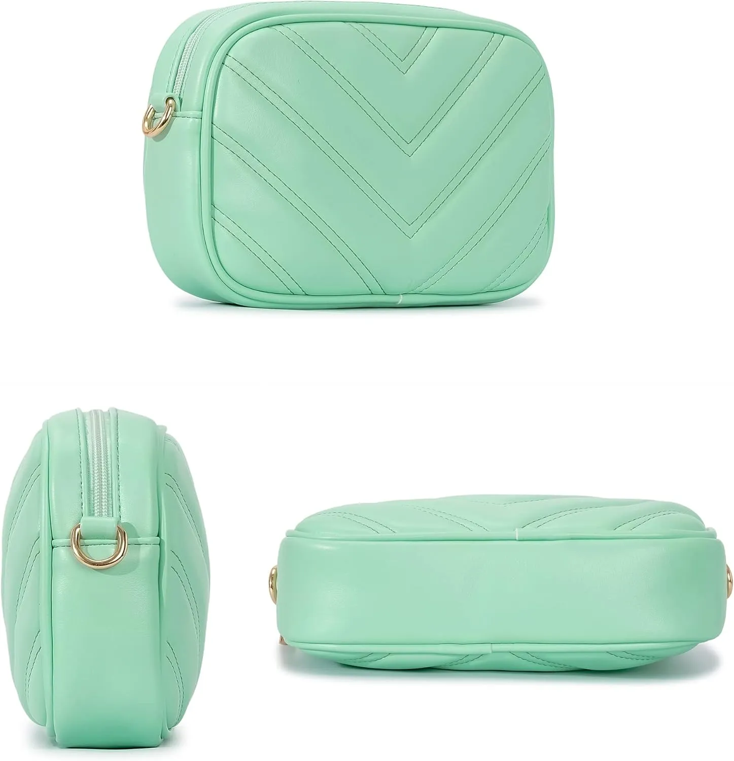 Herald Chevron Quilted Small Crossbody Bag with Coin Purse Pouch, Women Square Camera Side Shoulder 2 Size Handbags