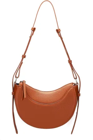 Herald Small Leather Crossbody Bag for Women, Designer Crescent Shoulder Purse Handbag with Adjustable Strap & Tassel