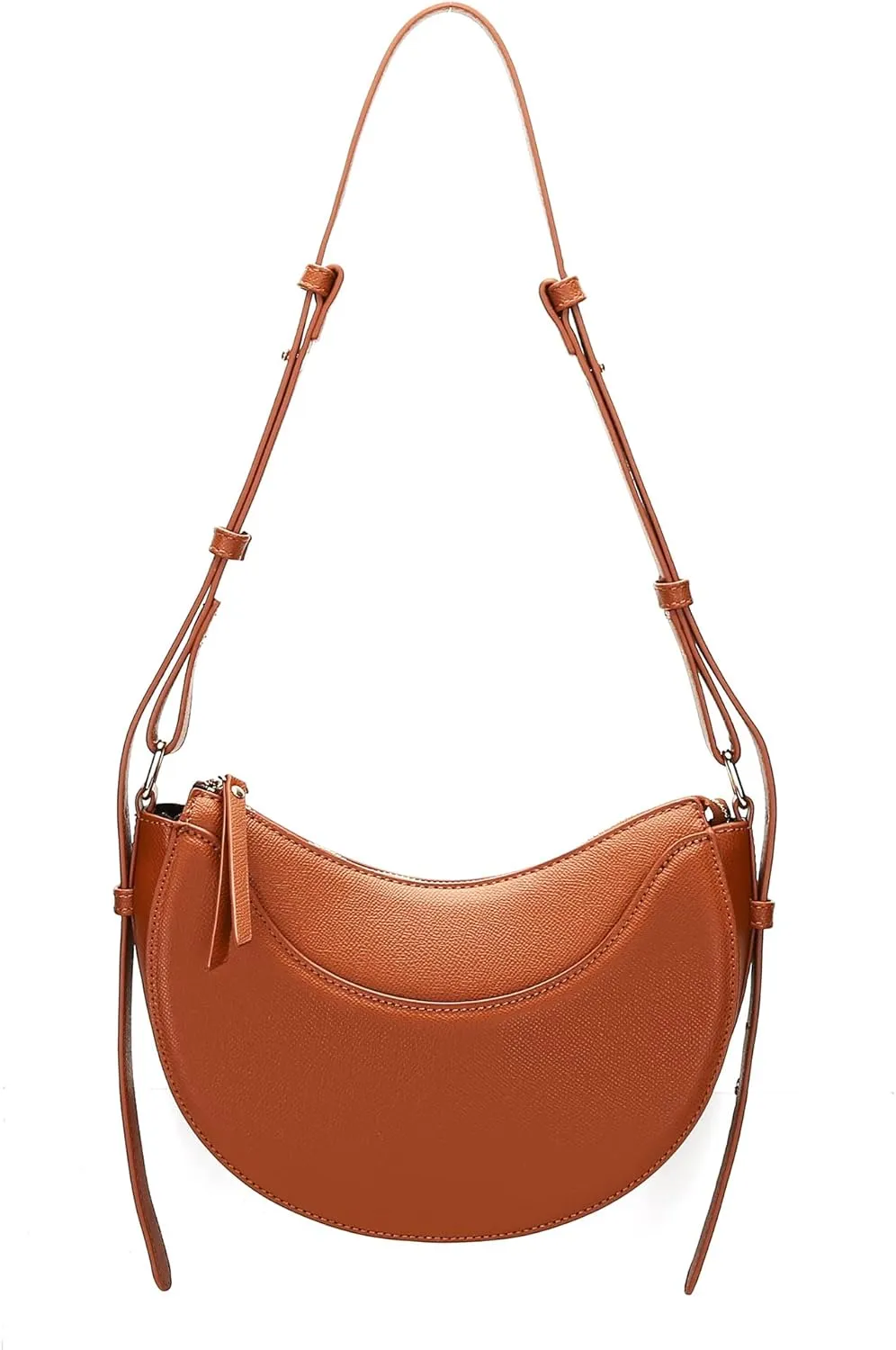Herald Small Leather Crossbody Bag for Women, Designer Crescent Shoulder Purse Handbag with Adjustable Strap & Tassel