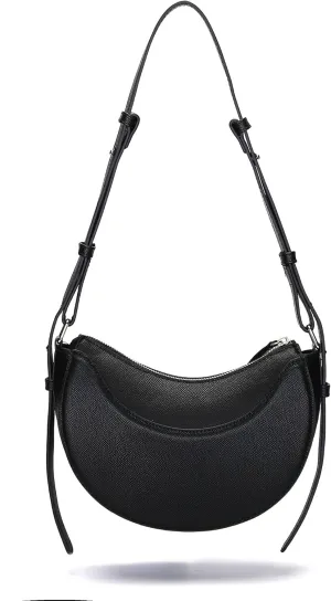 Herald Small Leather Crossbody Bag for Women, Designer Crescent Shoulder Purse Handbag with Adjustable Strap & Tassel