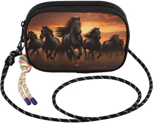 Herd Black Horses Sunset Crossbody Bags for Women Cell Phone Purses Women's Shoulder Handbags Wallet Purse with Adjustable Strap