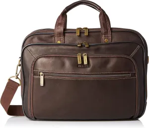 Heritage Travelware Colombian Leather Dual Compartment Top Zip 15.6" Laptop Portfolio, Brown