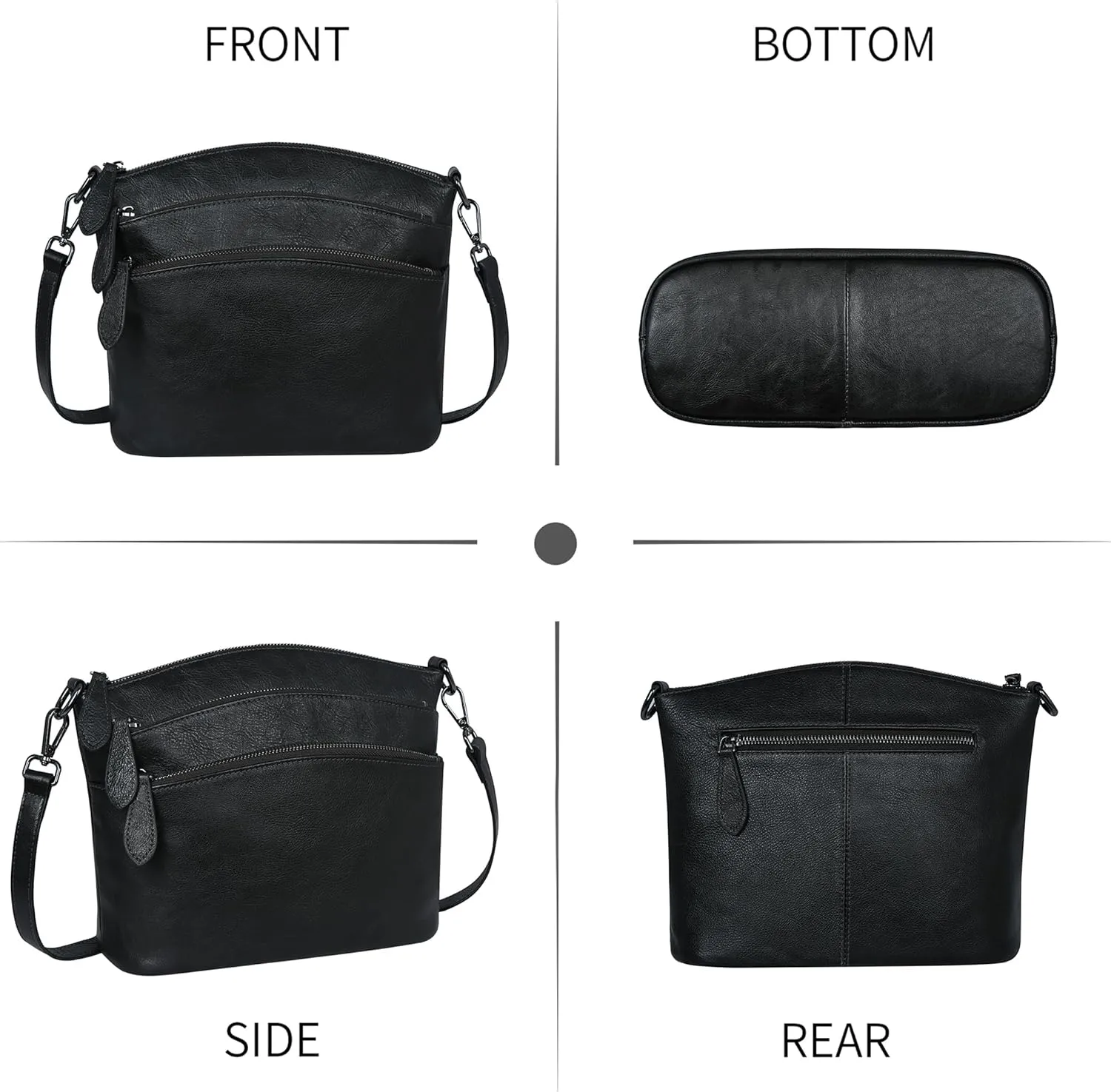 HESHE Crossbody Bags for Women Genuine Leather Purses with Multi-Pockets Vintage Ladies Small Shoulder Satchel Bag
