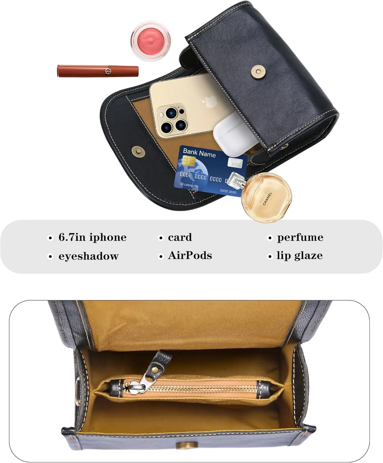 HESHE Leather Purses for Women Crossbody Bag Satchel Purse Designer Shoulder Handbag Travel Everyday Bag