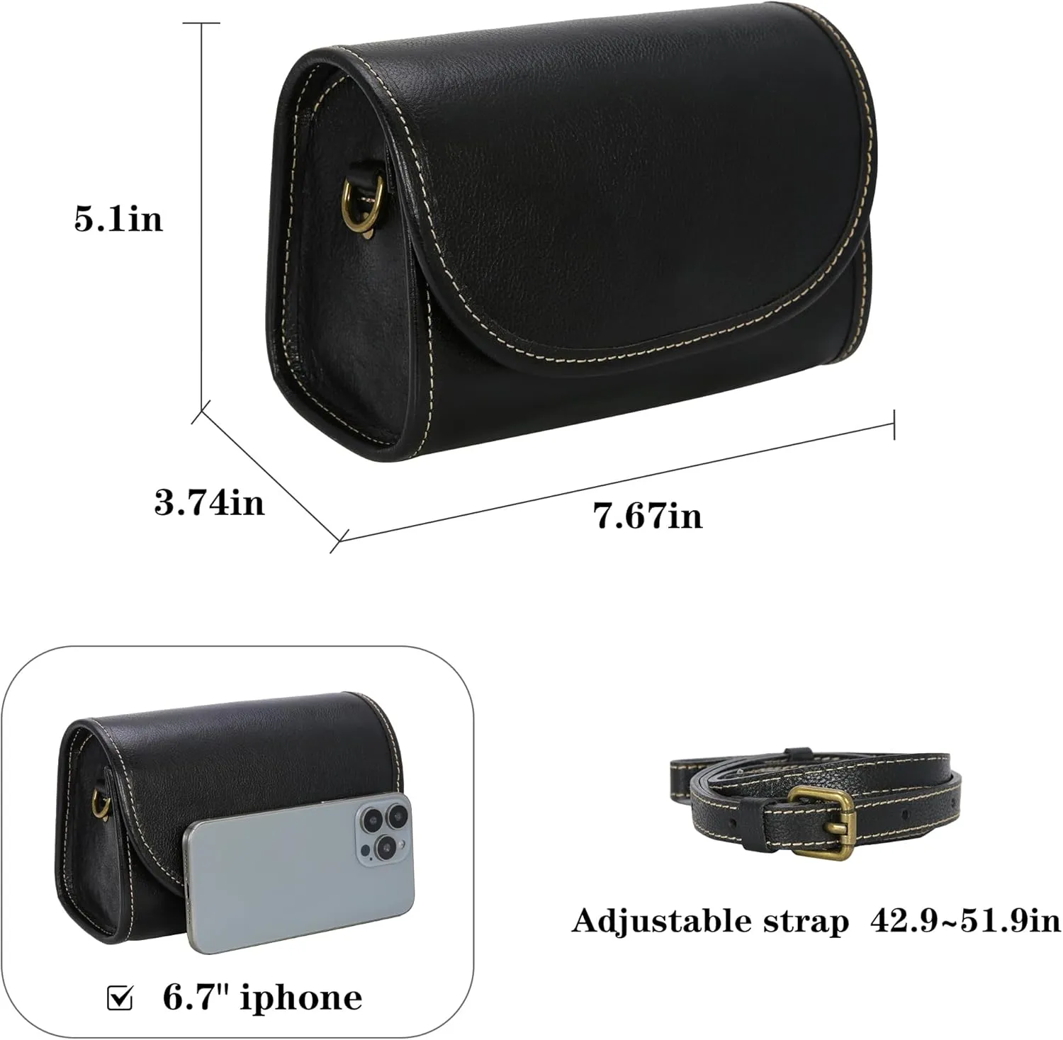 HESHE Leather Purses for Women Crossbody Bag Satchel Purse Designer Shoulder Handbag Travel Everyday Bag