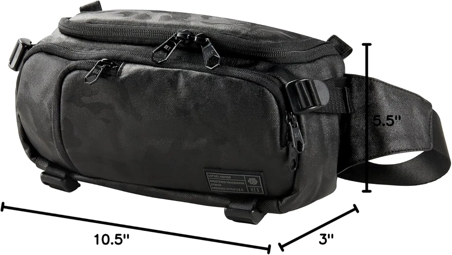 HEX Ranger Camera Mini Sling, Lightweight Water Resistant Mirrorless Camera Sling with YKK Zippers, Interior Dividers, Adjustable Load Straps & More, Blackout Camo