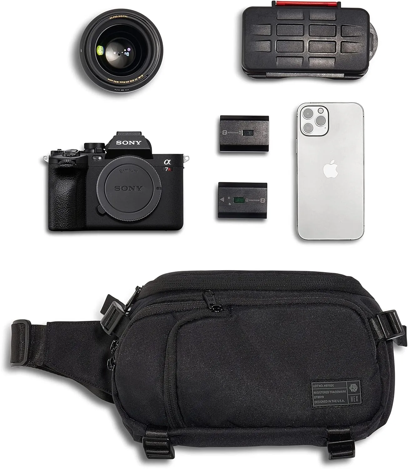 HEX Ranger Camera Mini Sling, Lightweight Water Resistant Mirrorless Camera Sling with YKK Zippers, Interior Dividers, Adjustable Load Straps & More, Blackout Camo