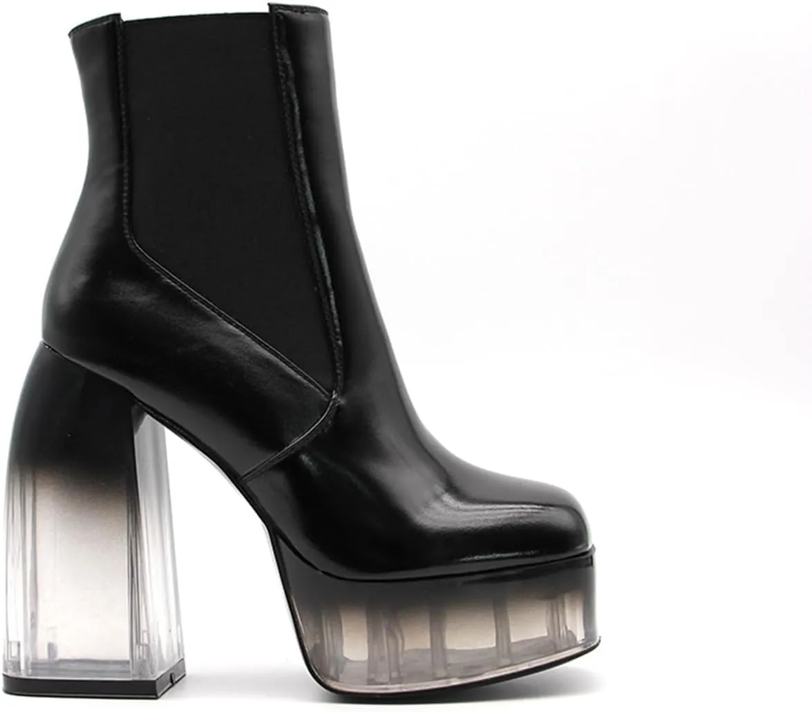 High Heeled Boots,Comfortable and Breathable Design,Square Toed Gradient Thick Heeled Boots,Suitable for All Occasions