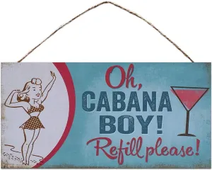 Highland Graphics Beach Oh Cabana Boy Wooden Sign Decor, Blue and Pink, 5" x 10"