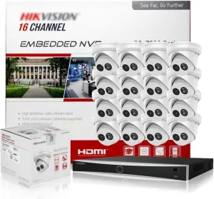 HIKV 16 Channel PoE Security Camera System, DS-7616NXI-K2/16P 16CH 4K ACU-Sense PoE NVR   16 x DS-2CD2343G2-I(Upgrade DS-2CD2343G0-I&DS-2CD2342WD-I) 4MP Turret VCA IP Camera Compatible with Hikvision