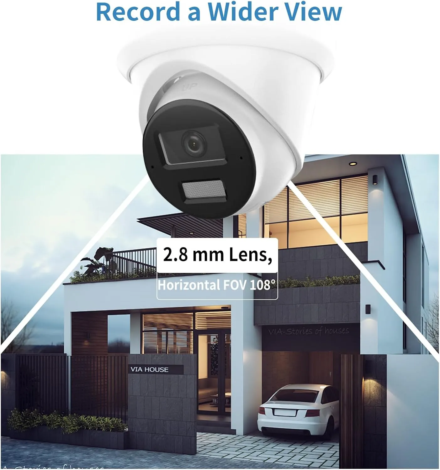 Hikvision IP Camera Compatible PoE Security Camera,DS-2CD2383G2-LI2U 2.8 MM Lens 8 MP Acusense Smart Hybrid Light Fixed Turret Network Camera,Built-in arrayed Dual-mic,SD Card, iVMS-4200/Hik-Connect