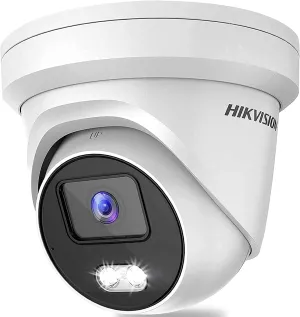 Hikvision IP Camera Turret Compatible DS-2CD2347G2-LU 2.8mm Lens 4MP Color-Vu Fixed Turret Network Camera H.265,130dB WDR,24/7 Colorful Imaging, PoE Camera, International Version