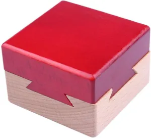 Himine Wooden Magic Mysterious Box Secret Opening Puzzle Box Gift Box (Red Wood)