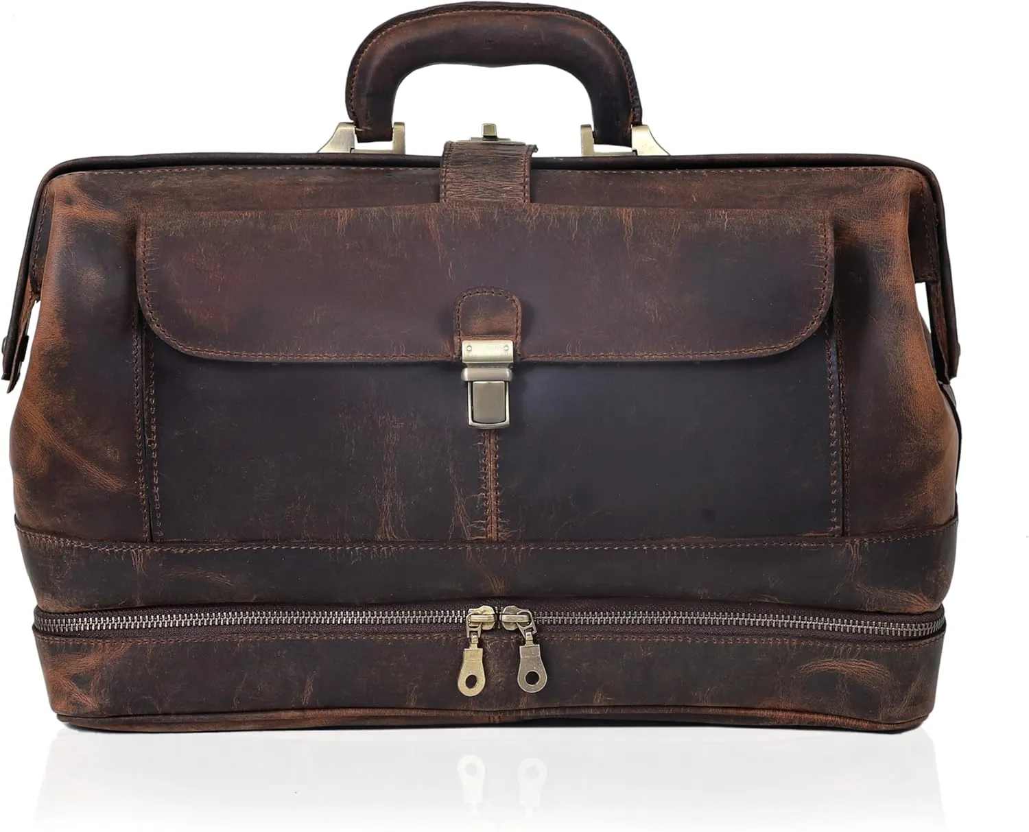 HLC Vintage Leather Briefcase Doctor Bag Style handbag Real leather Briefcase Italian Medical Bag men leather bag