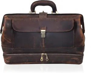 HLC Vintage Leather Briefcase Doctor Bag Style handbag Real leather Briefcase Italian Medical Bag men leather bag