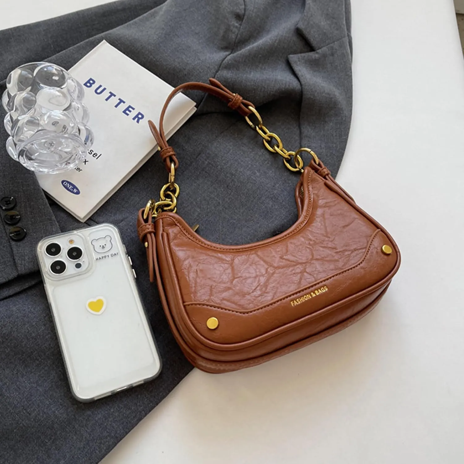 Hobo Bags for Women Shoulder Clutch Bags Vintage Slouchy Shoulder Bag Leather Purse Armpit Tote