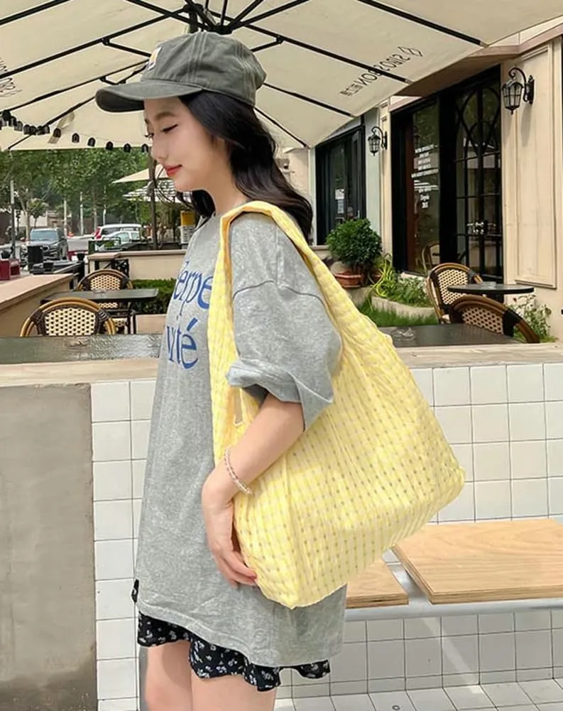 Hobo Bags for Women Summer Large Capacity Shoulder Tote Bag Lightweight Soft Striped Handbag Cute Simple Beach Bag Purse