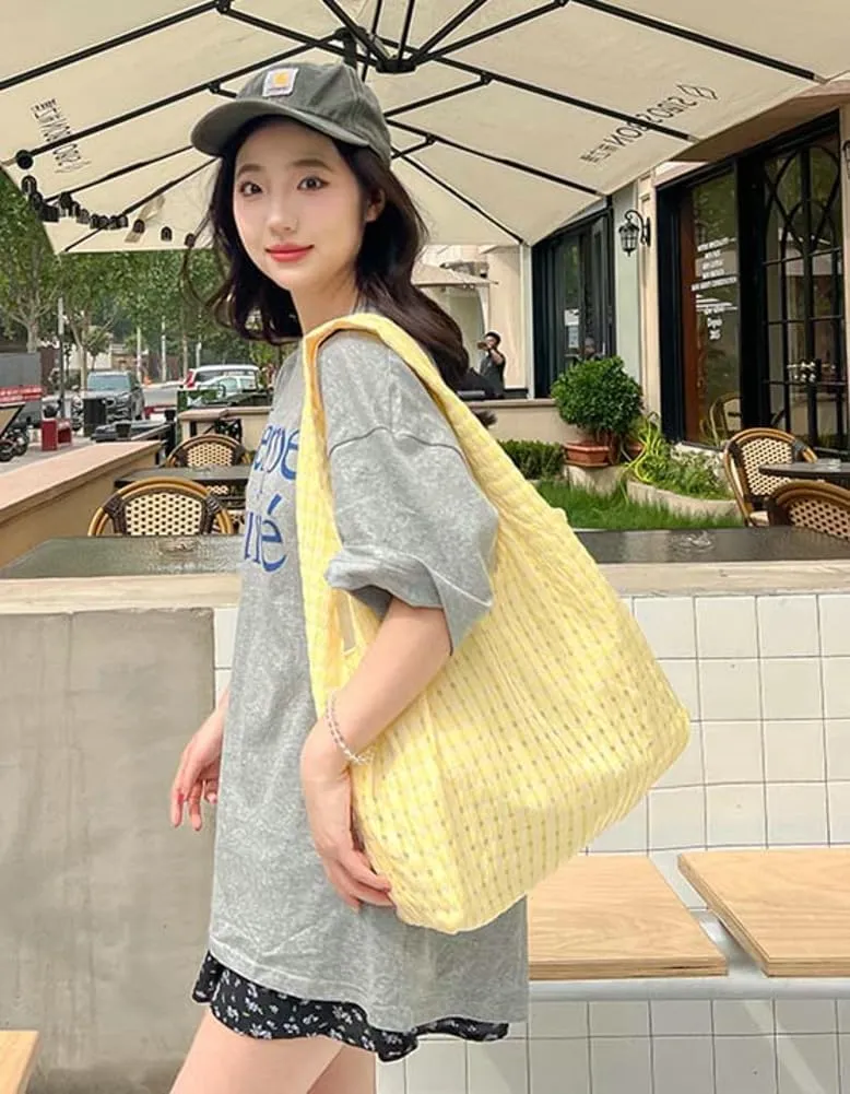 Hobo Bags for Women Summer Large Capacity Shoulder Tote Bag Lightweight Soft Striped Handbag Cute Simple Beach Bag Purse