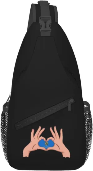 Holding A Heart Flag Of Oklahoma Crossbody Bags For Women Men Chest Backpack Gym Shoulder Bag Travel Outdoor Sports Casual Crossbody Bags