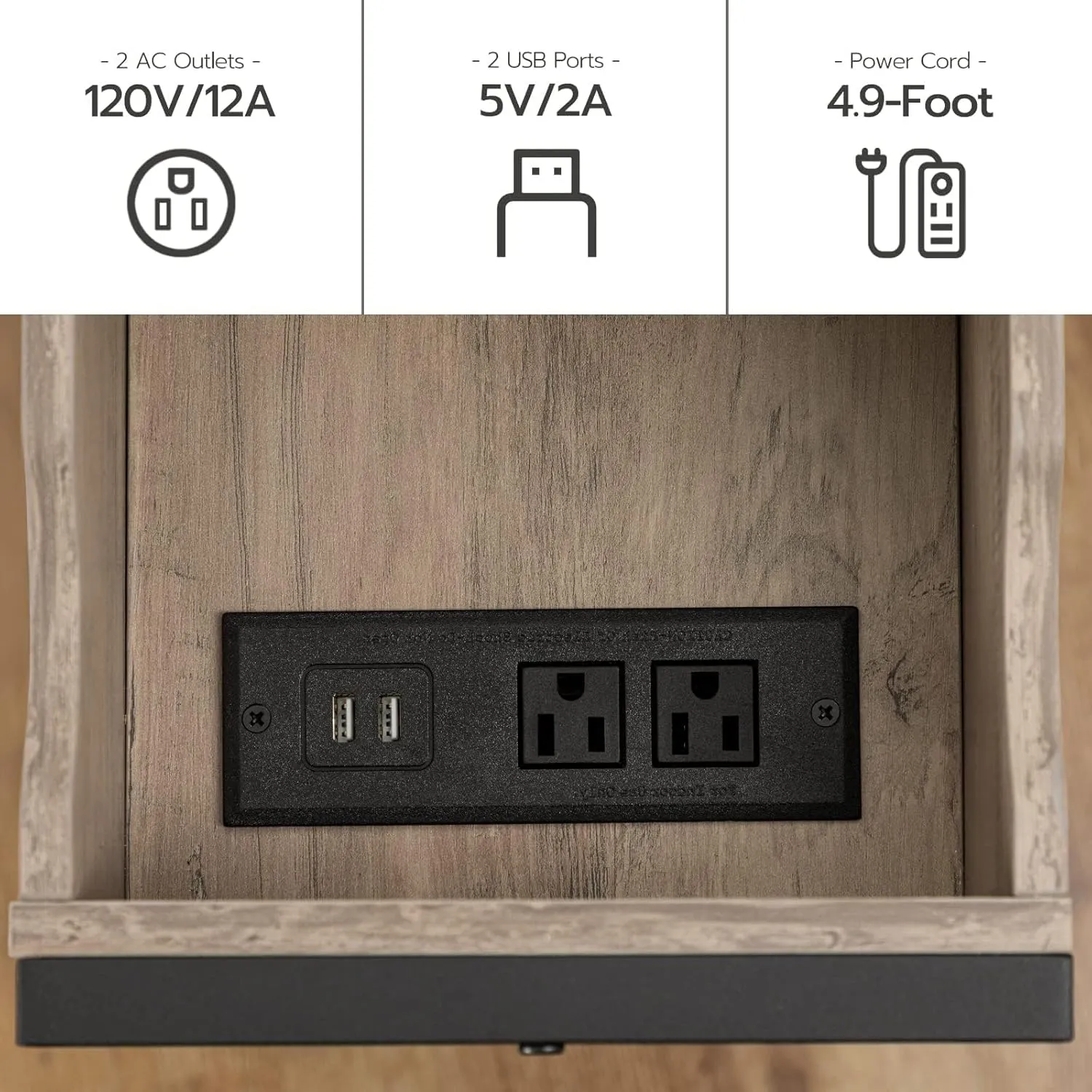 HOOBRO Side Table, Flip End Table with Charging Station and Shelves, USB Ports & Power Outlets, Narrow Nightstand for Small Spaces, Living Room, Stable and Sturdy, Greige and Black BG341BZ01