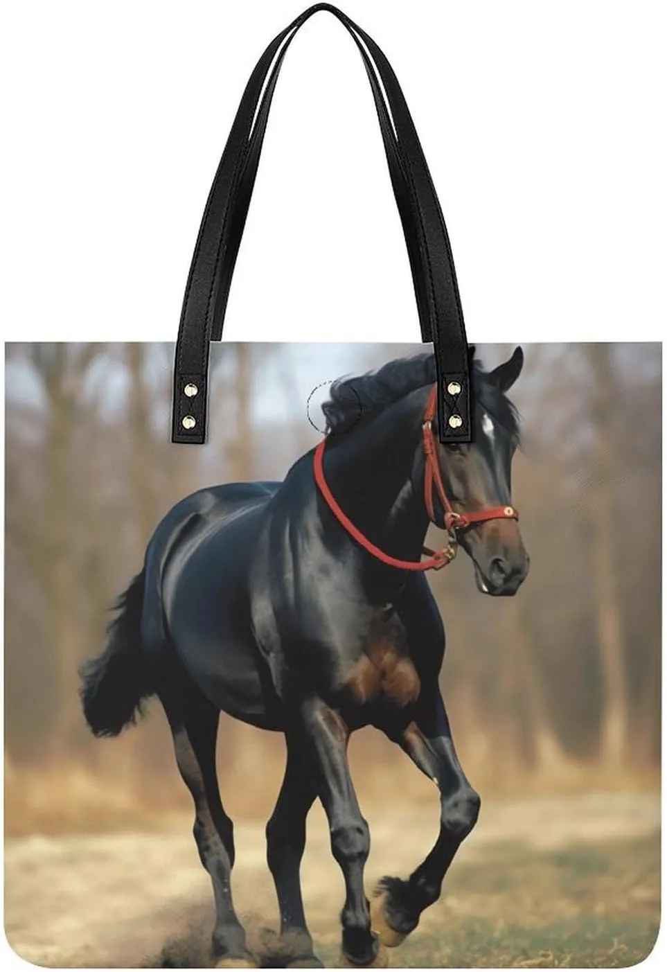 Horse on Lawn Tote Bag Durable Water-Resistant Handbags Lightweight Tote for Travel Work Book