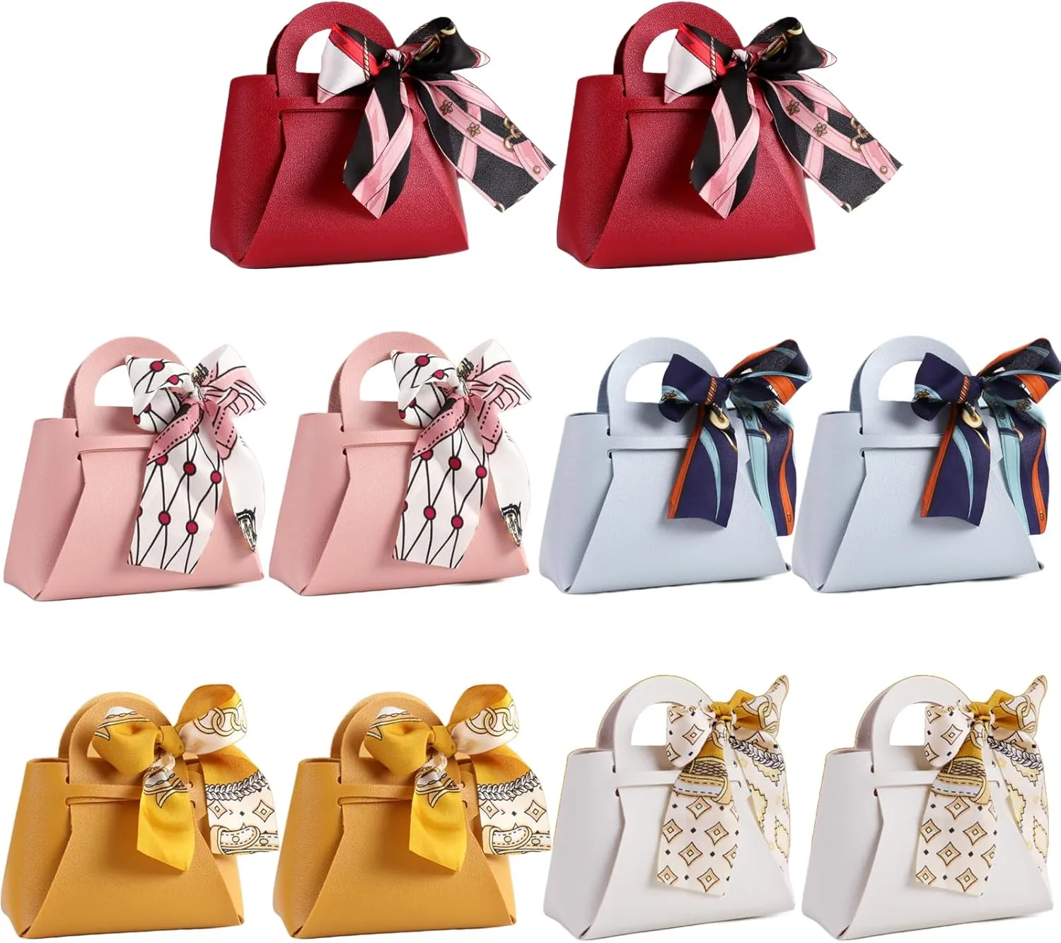 HOSDZOU 10 Pack Leather Wedding Candy Gift Bags with Handle Reusable Party Favor Boxes for Weddings, Baby Showers, Birthday, Weddings,Christmas, Halloween （A）