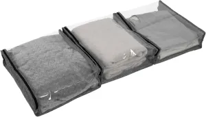 Household Essentials Under Bed Zippered Sweater Storage Bags with Clear Vision Panel, Set of 3, Graphite Gray