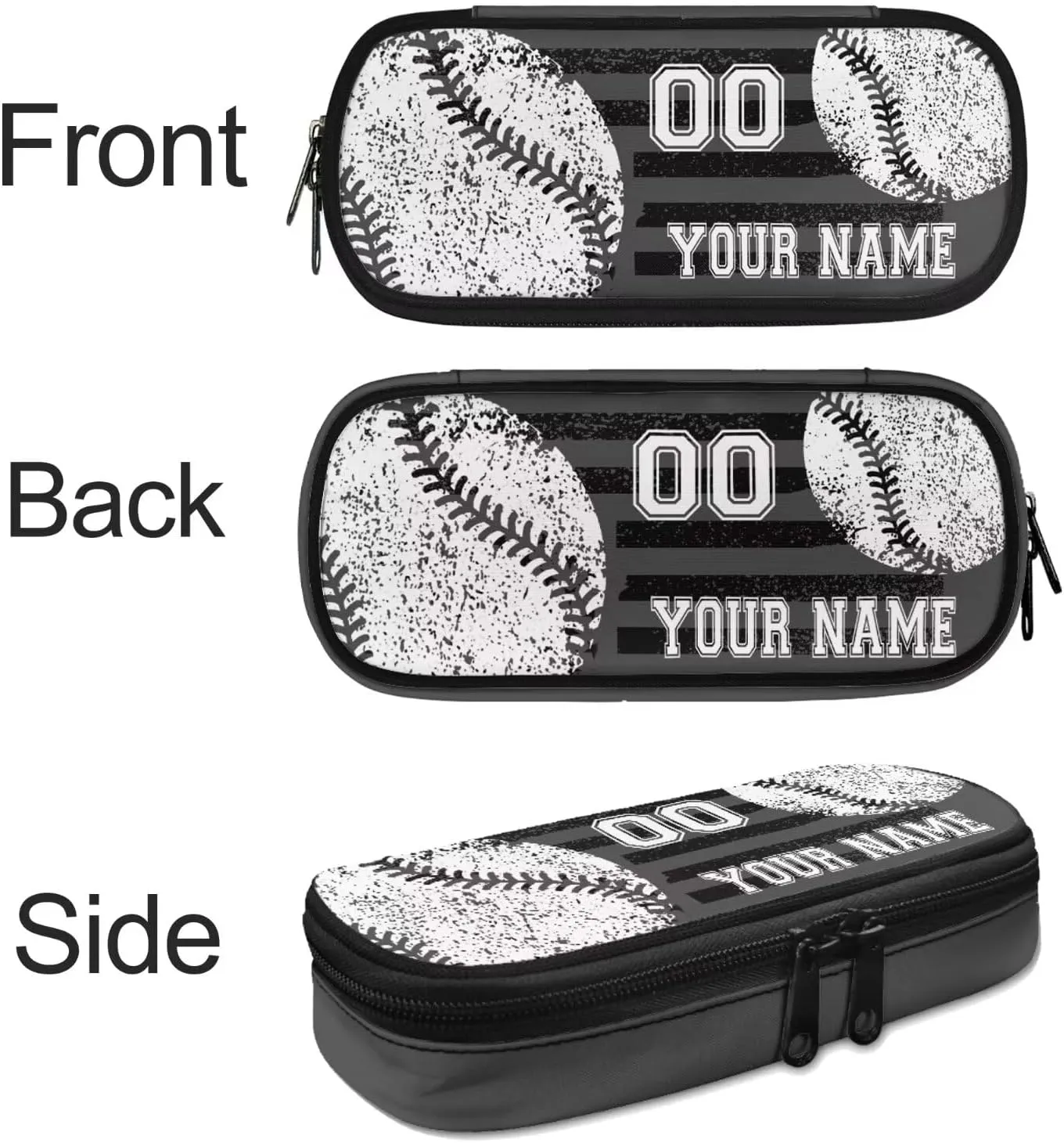 Howilath Customized Your Name Kids Backpack for Boys with Insulated Lunch Bag, Gray American Flag Baseball Print Bookbag for Girls Kids with Pencial Case, Back To School