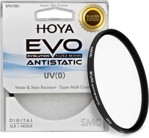 Hoya EVO Antistatic 62mm UV Filter — Camera Filters with 16-Layer SMC Coating, 3mm Thick, UV Optical Glass for Superior Resolution - Dust, Stain & Scratch-Resistant for Clear & Distortion-Free Images