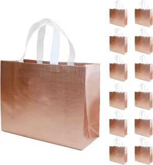 HUANN Rose Gold Bachelorette Gift Bags - Large, Glossy, Reusable Non-Woven Bags