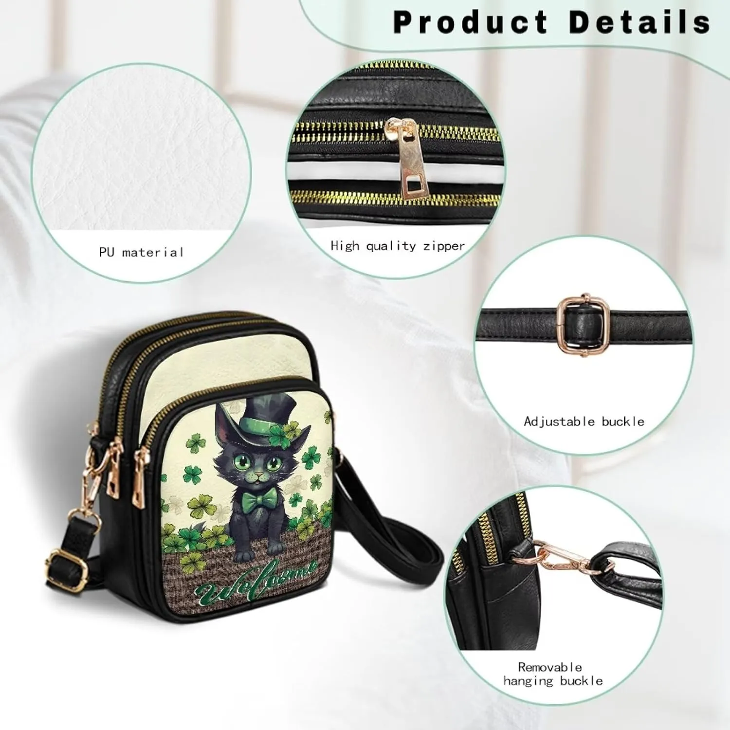 HUGS IDEA Small Women's Crossbody Bag Cell Phone Purse with Adjustable Shoulder Strap for Work Travel