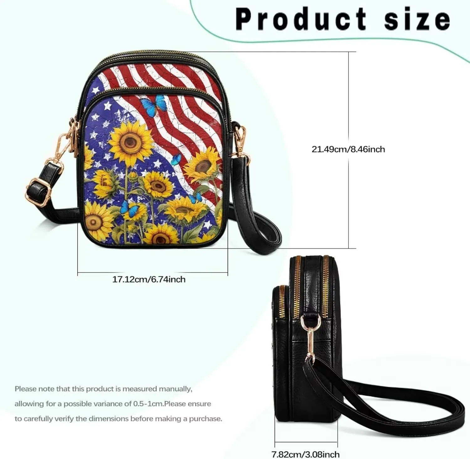 HUGS IDEA Small Women's Crossbody Bag Cell Phone Purse with Adjustable Shoulder Strap for Work Travel