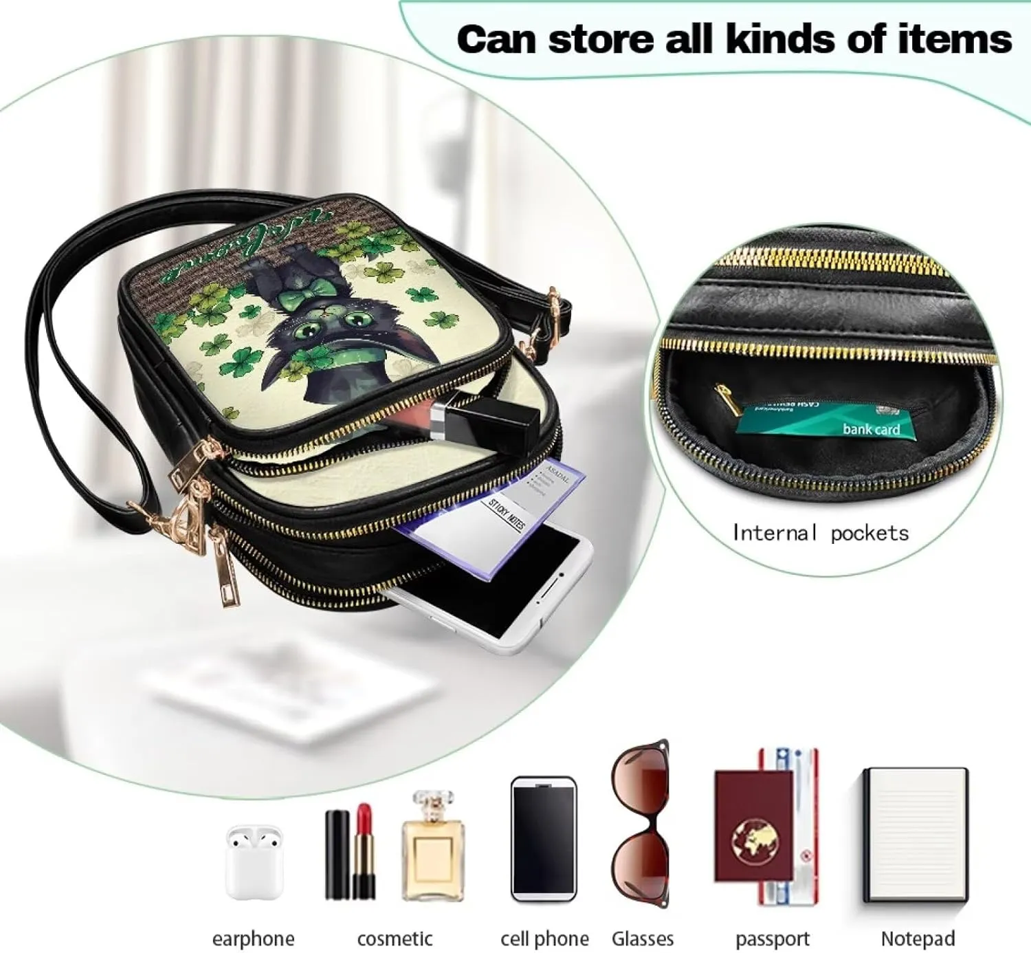 HUGS IDEA Small Women's Crossbody Bag Cell Phone Purse with Adjustable Shoulder Strap for Work Travel