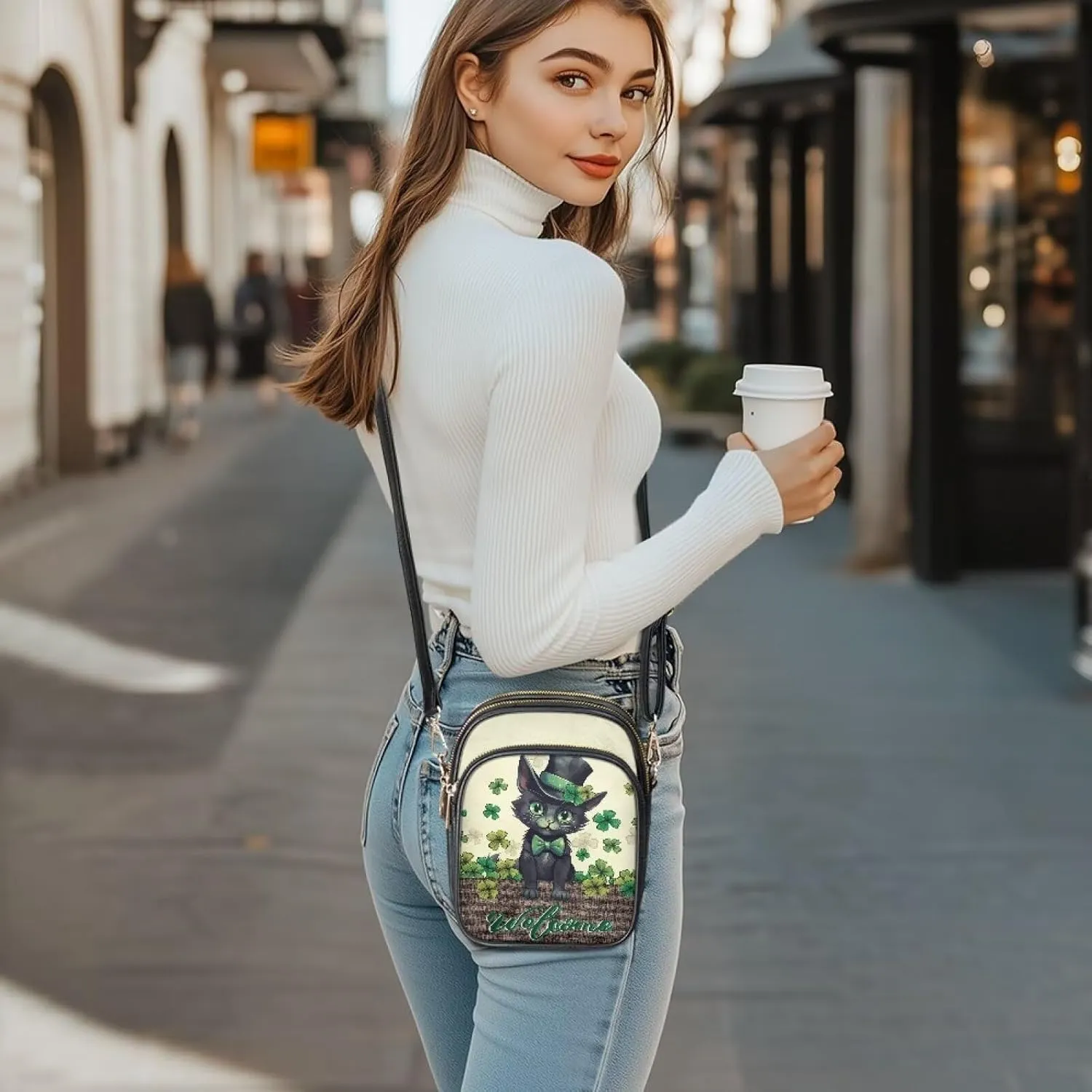 HUGS IDEA Small Women's Crossbody Bag Cell Phone Purse with Adjustable Shoulder Strap for Work Travel