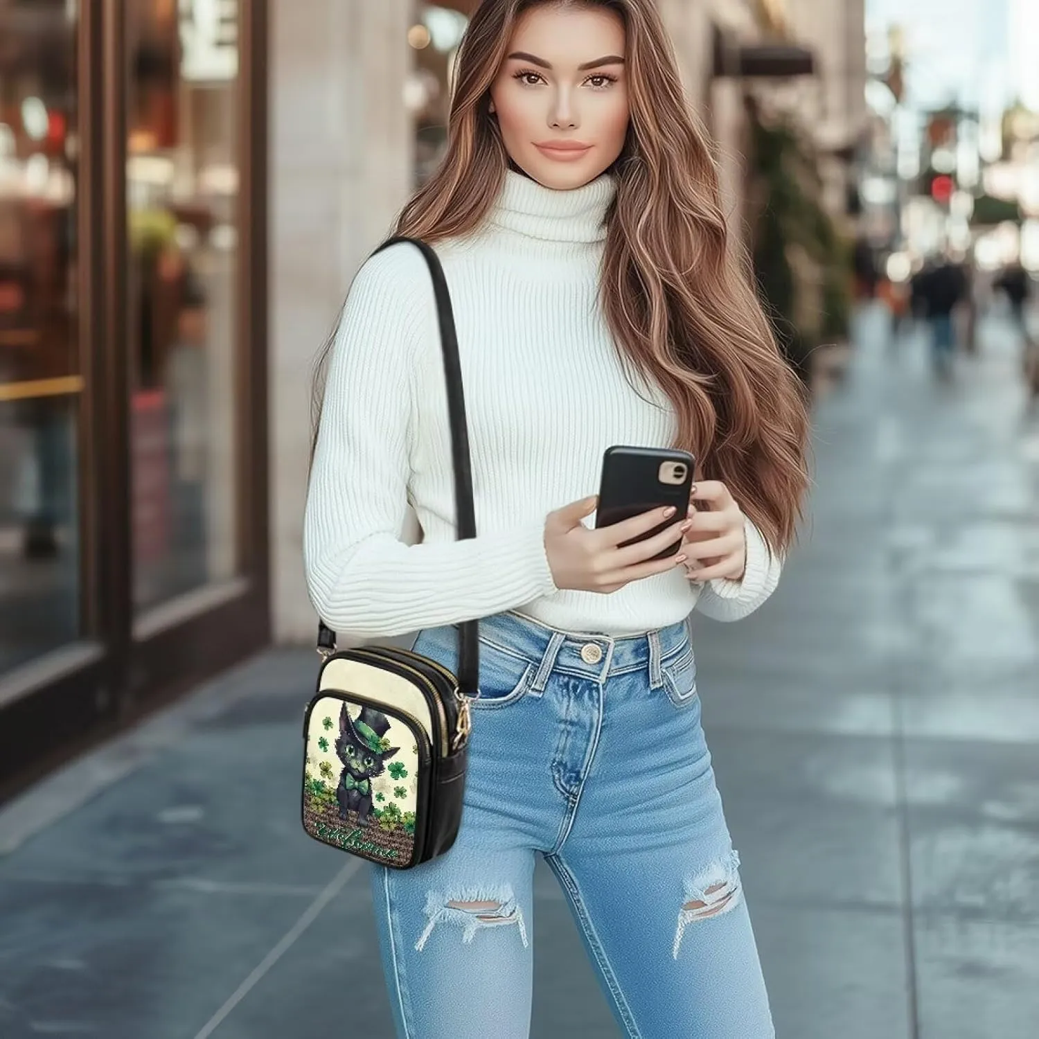 HUGS IDEA Small Women's Crossbody Bag Cell Phone Purse with Adjustable Shoulder Strap for Work Travel