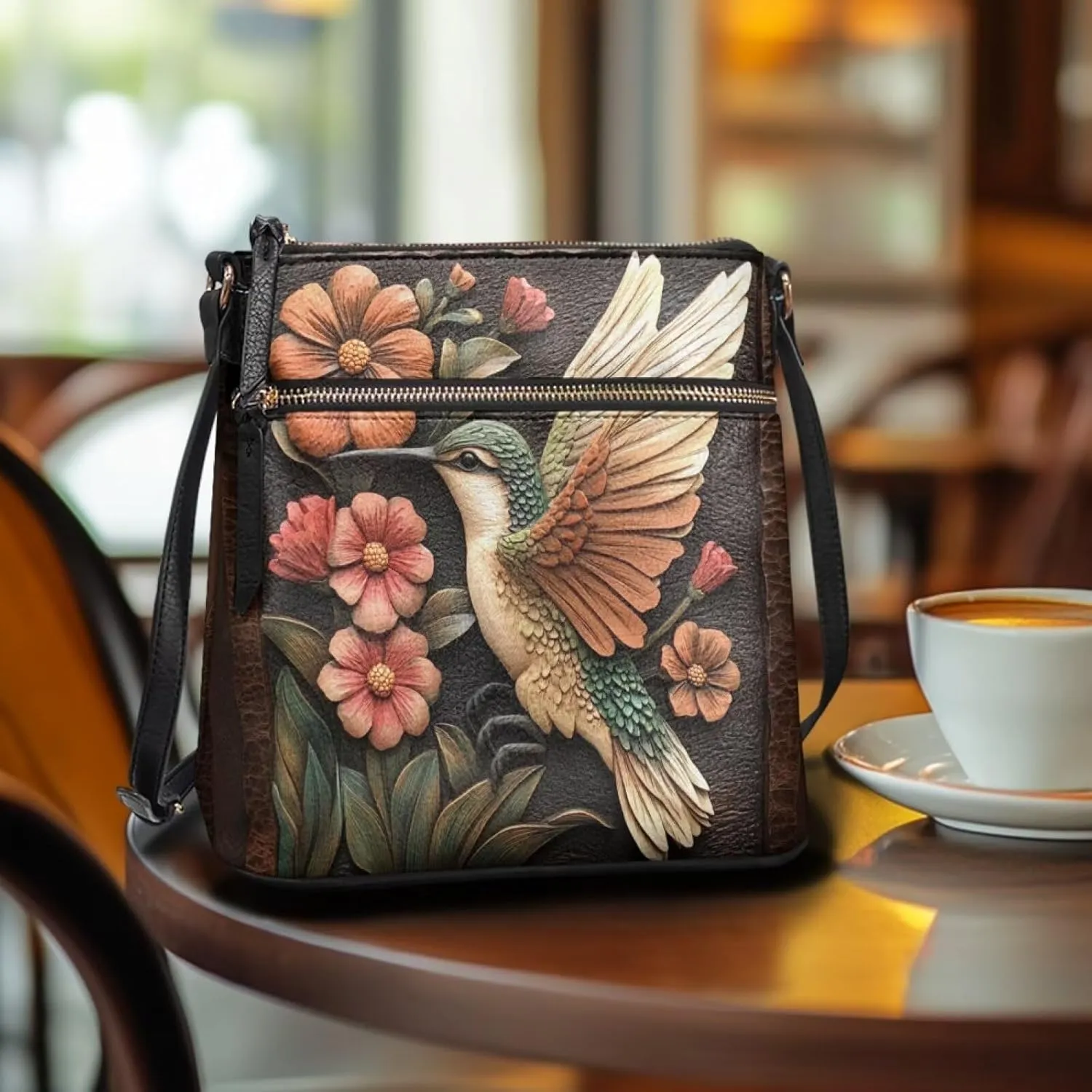 HUGS IDEA Women's Crossbody Purse for Work Large Leather Handbag with Adjustable Shoulder Strap