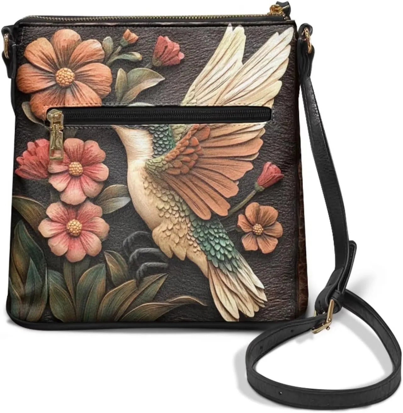 HUGS IDEA Women's Crossbody Purse for Work Large Leather Handbag with Adjustable Shoulder Strap