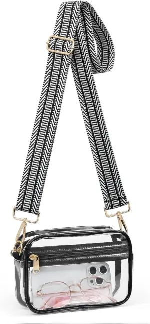 HULISEN Clear Crossbody Bag Stadium Approved, Clear Purse for Women Men, Transparent Messenger Shoulder Handbag