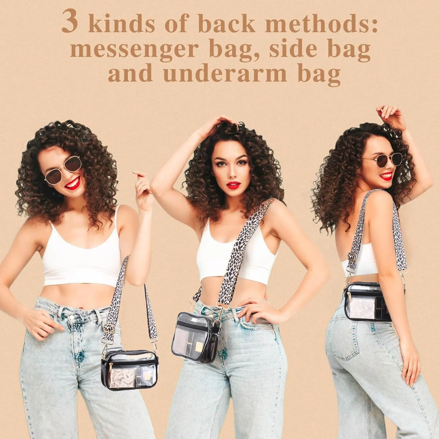 HULISEN Clear Crossbody Bag Stadium Approved, Clear Purse for Women Men, Transparent Messenger Shoulder Handbag