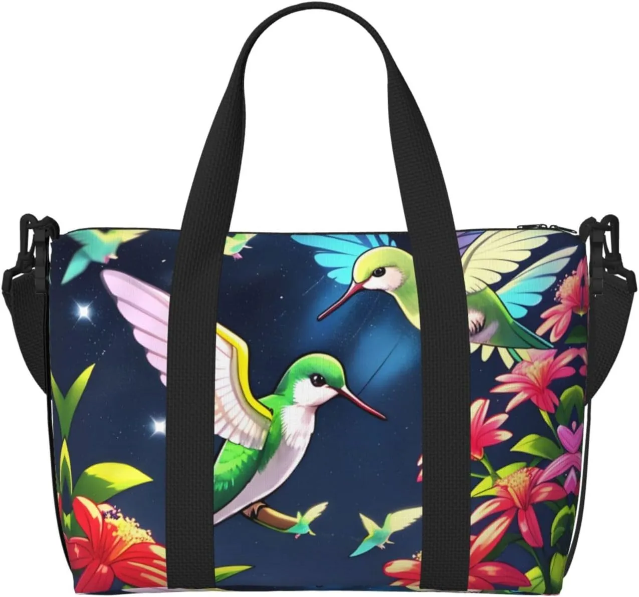Hummingbird Night Sh Travel Duffel Bag Tote Carry On Luggage Bag Water Resistant Weekender Overnight Bags For Foldable