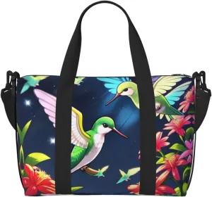 Hummingbird Night Sh Travel Duffel Bag Tote Carry On Luggage Bag Water Resistant Weekender Overnight Bags For Foldable