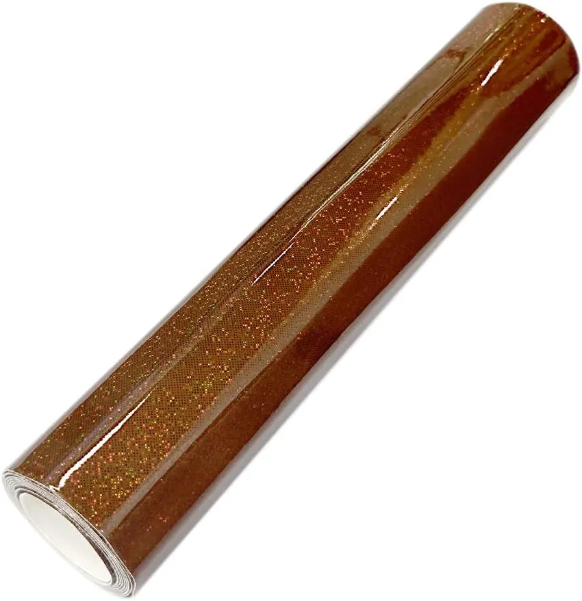 HYANG Holographic Mirror Fine Laser Flash Crystal Brown PU Faux Leather 1 Roll 12"X53"(30cmX135cm), Faux Leather Very Suitable for Leather Earrings, Bows, Handbag ，Sewing ，Crafts Making