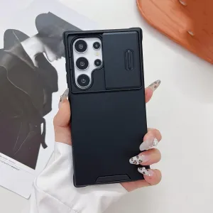 Hybrid Slide Camera Protector Case for Samsung S25 S24 S23 S22 S21 S20 FE Plus Note20 Ultra A06 A16 A55 A35 A25 A15 A54 A14 A53,Black