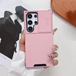 Hybrid Slide Camera Protector Case for Samsung S25 S24 S23 S22 S21 S20 FE Plus Note20 Ultra A06 A16 A55 A35 A25 A15 A54 A14 A53,Pink