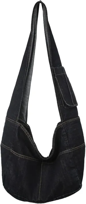 I IHAYNER Denim Hobo Crossbody Bag for Women Large Shoulder Handbag Casual Messenger Bag Lightweight