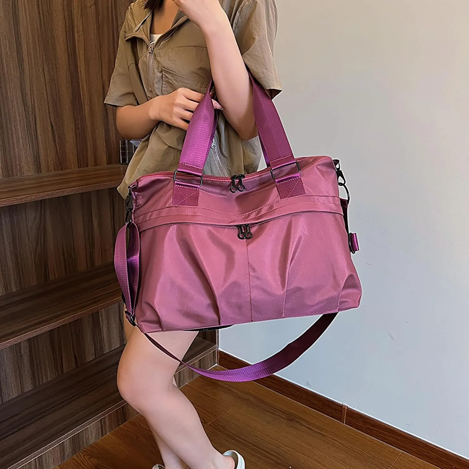 I IHAYNER Travel Weekender Bags for Women, Travel Duffle Bag with Laptop Compartment, Carry on Overnight Bag with Luggage Sleeve for Travel Gym, Purple