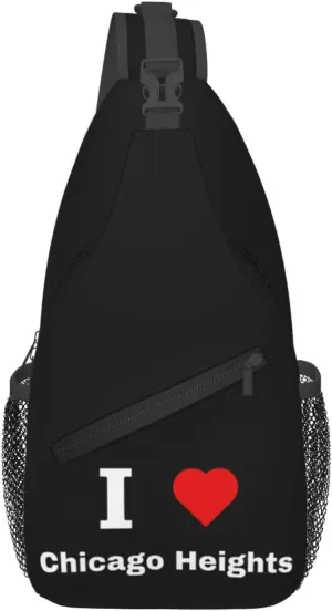 I Love Chicago Heights Crossbody Bags For Women Men Chest Backpack Gym Shoulder Bag Travel Outdoor Sports Casual Crossbody Bags