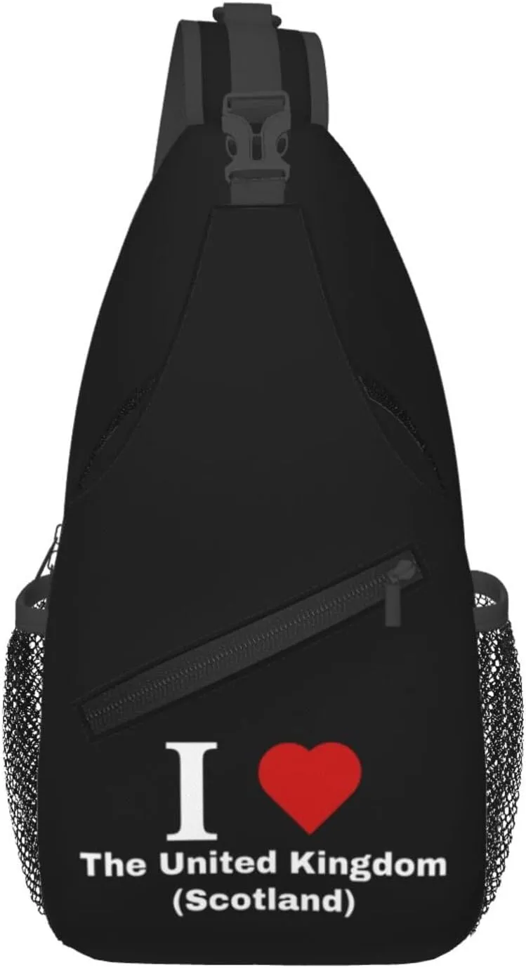 I love The United Kingdom (Scotland) Crossbody Bags For Women Men Chest Backpack Gym Shoulder Bag Travel Outdoor Sports Casual Crossbody Bags
