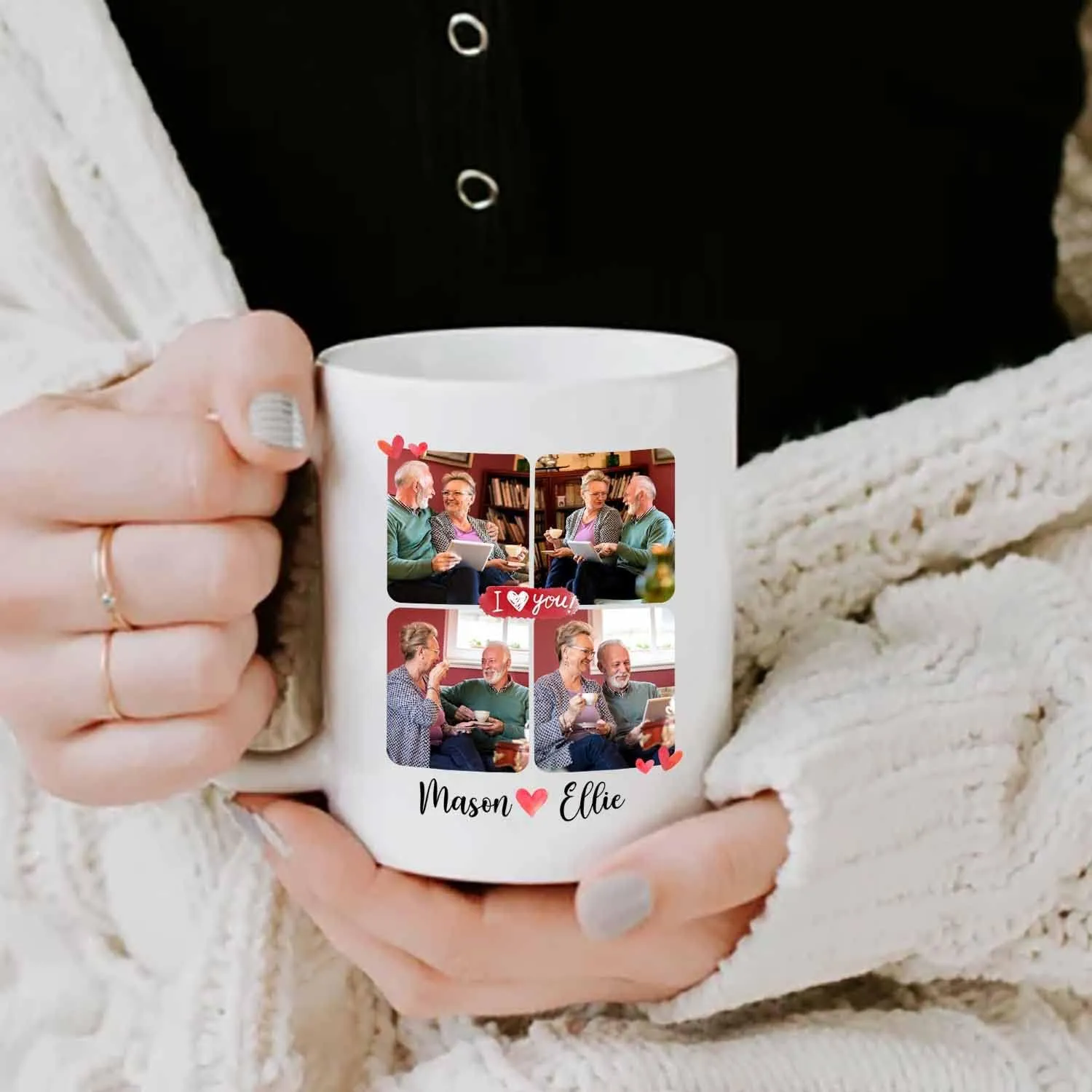 I Love You To The Moon And Back White Coffee Mug, Personalized Wife Coffee Cup 11 Oz 15 Oz, Customized Wife Travel Mug Choose Names / Photo, Awesome Wife Ceramic Teacup Gifts for Romantic Marriage
